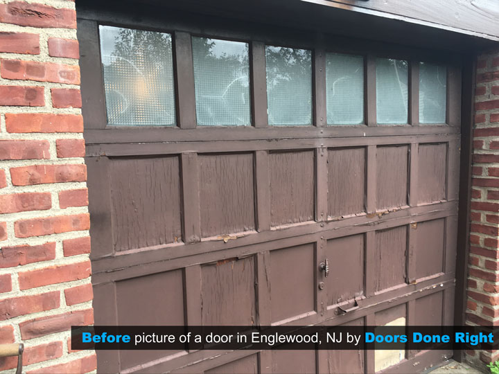 clopay gallery collection garage door in ultragrain medium finish before picture