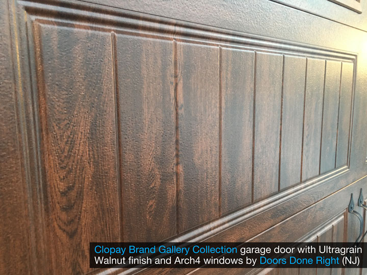 close-up of clopay gallery collection garage door panel design