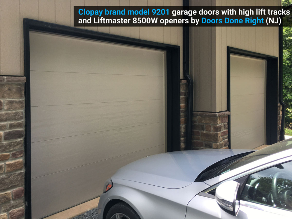 high lift garage doors with liftmaster 8500w wallmount jackshaft openers front of doors
