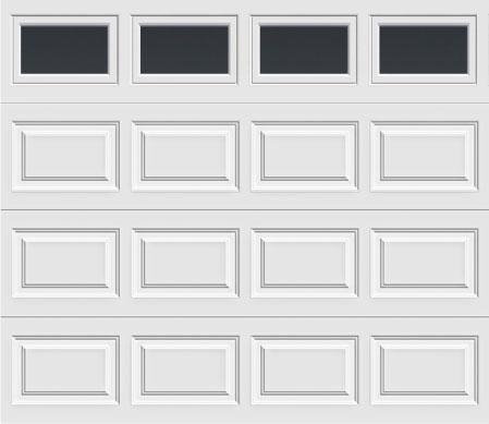short raised panel door with plain short panel windows