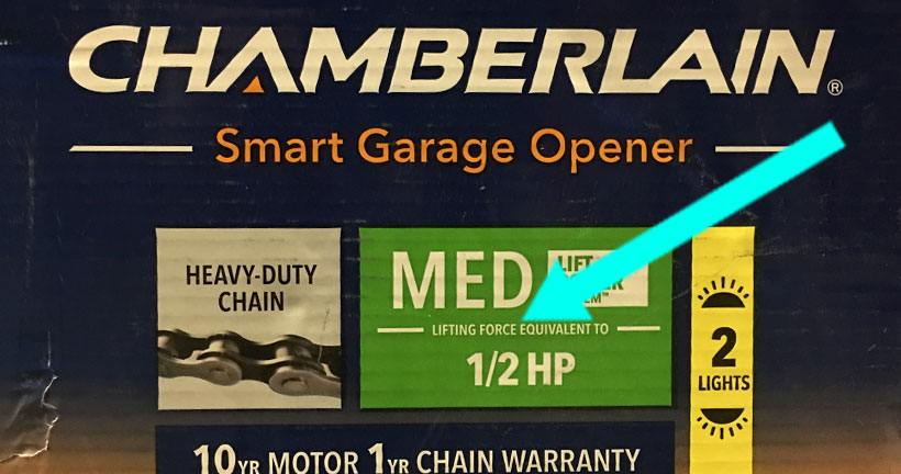 chamberlain 1/2 hp motor chain drive garage door opener