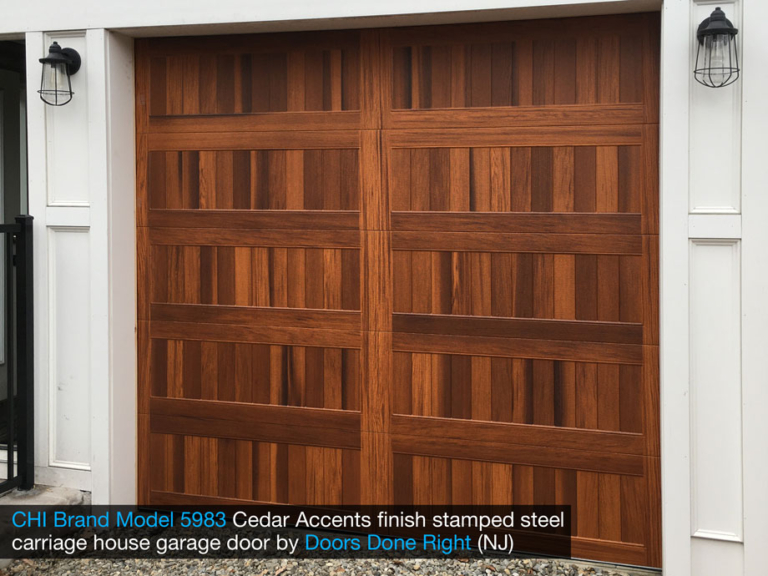 CHI Model 5983 Stamped Steel Carriage House Garage Door with Cedar