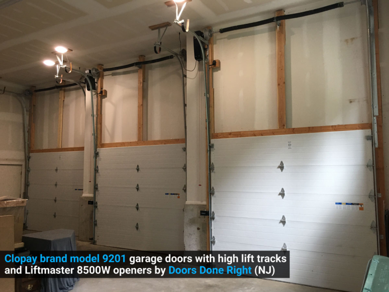 High Lift Garage Door Tracks with Liftmaster Model 8500W Opener in Millstone, NJ Doors Done